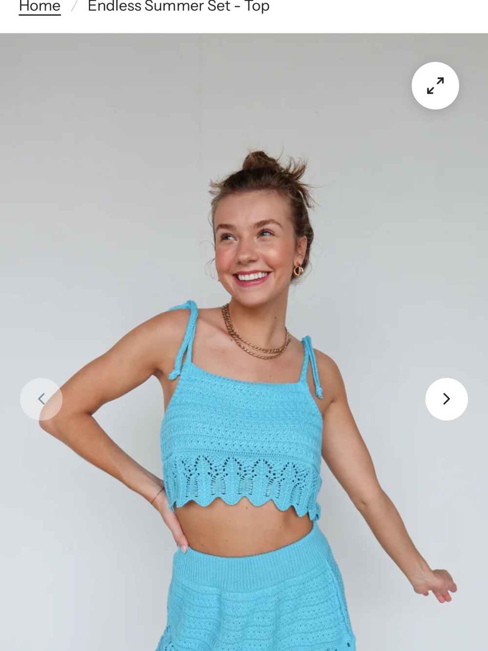 Vestique Endless Summer Crochet Crop Top and Skirt Set - Medium